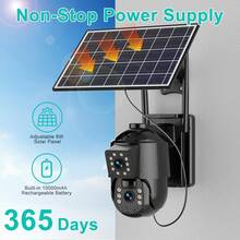 4K Solar Security Cameras Wireless Outdoor, Battery Powered 5GHz/2.4GHz WiFi 360° PTZ Cameras For Home Security With Color Night Vision, PIR Motion Detection, APP Siren Alert, 2-Way Talk, IP66 Waterproof, Support Alexa - 黑色 - 查看 2