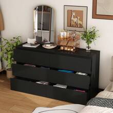 ECACAD Morden 6 Drawer Dresser, Modern Chest Of Drawers Wood Double Dresser For Bedroom Livingroom - Black - View 5
