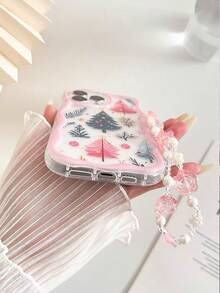 奶油色波浪枫叶彩绘防摔手机壳，配手工串珠手链配件，适用于 17pro/17Air /17/17promax16/11/16pro/16plus/16promax/16e/15Promax/13/14/12/XS/XR/7G/8P、Galaxy、Redmi - 彩色 - 查看 3