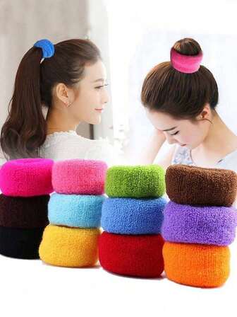 12条/套 女士高弹无缝发圈，适合造型、运动、休闲和日常使用，马尾辫发圈、发绳、橡皮筋发圈、发圈、发绳