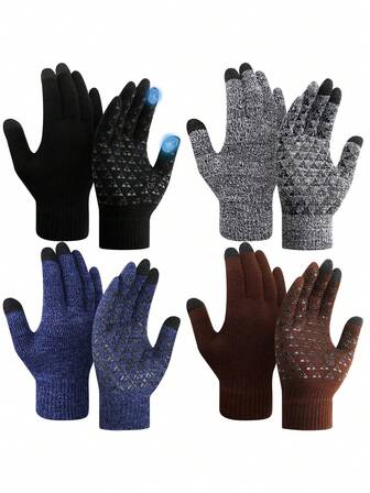 Winter Gloves For Men Women, Upgraded Touch Screen Cold Weather Thermal Warm Knit Glove, Ski Snow Glove, Knit Warm Lining Cold Weather Gloves With Anti Slip For Running, Cycling, Cycling, Hiking, Driving, Walking, Typing, Cold Work, Sports, Football, Shooting, Games