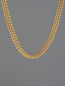 Nooxian 1 件不锈钢空心串珠项链，时尚女士短款颈链，百搭日常佩戴配饰 - 金黃色 - 查看 6