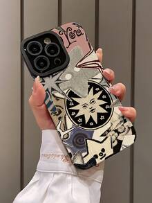 1pc Fashionable Minimalist Personalized Star Art Splicing Vertical Stripe High-End Faux Leather Anti-Fall Anti-Fingerprint Shock-Proof Phone Case Compatible With Apple And Models, Suitable As Birthday, Holiday Gift For Friends, Family, Couples - Multicolor - View 3