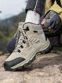 2025新款女士时尚徒步鞋，轻便厚底旅行运动鞋，户外防滑耐用休闲多功能女士徒步鞋，耐磨米色女士徒步靴