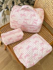 1 件/套格子图案可爱化妆包套装便携式旅行化妆包化妆包化妆品收纳包珠宝收纳包女士多功能收纳包带拉链封口的手拿包适用于化妆品、刷子、护肤品、手机、硬币、小物件化妆包护肤包家居装饰伴娘礼物妈妈礼物生日礼物教师礼物送给朋友的礼物返校礼物旅行必需品邮轮必需品宿舍必需品 - 彩色 - 查看 6