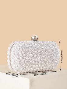 1 Piece Of Elegant And Luxurious Women's Exquisite Pearl Party Bag Clutch, Fashionable And Shiny Handbag, Suitable For Women's Party, Wedding, Dinner, Banquet Evening Bag, Suitable For Party Girls, Ladies, For Women, Very Suitable For Party, Wedding, Prom, Dinner/Banquet, The Best Gift For Women - trắng - Xem 4