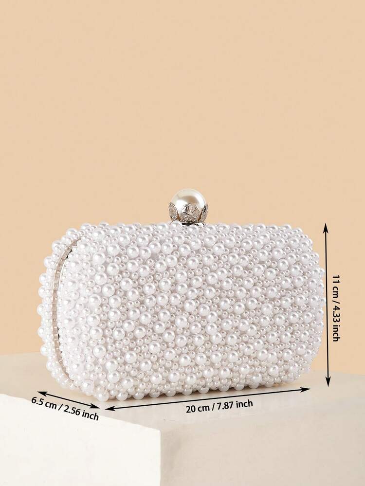 1 Piece Of Elegant And Luxurious Women's Exquisite Pearl Party Bag Clutch, Fashionable And Shiny Handbag, Suitable For Women's Party, Wedding, Dinner, Banquet Evening Bag, Suitable For Party Girls, Ladies, For Women, Very Suitable For Party, Wedding, Prom, Dinner/Banquet, The Best Gift For Women - trắng - Xem 4