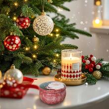 76个圣诞主题圆形蜡烛罐，带烛芯贴纸，2.5盎司铸铁烛台 - DIY蜡烛制作、家居装饰、储物容器 - 非常适合手工爱好者和家居装饰爱好者 - 很棒的乔迁和生日礼物，也适合复活节、感恩节和圣诞节，包括16个空蜡烛罐、16个烛芯支架、24根烛芯和20张贴纸。 - 彩色 - 查看 6