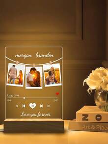 Acrylic Photo Night Lamp, Picture Plaque, Valentines Day Gifts, Couple Gifts, Collage Picture Frame, Bedroom Decor, Gift For Girlfriend.Peronalized Photo Night Light, Custom Photo Collage Frame Lamp, Wedding Gift For Couple, Gift For Mom, Valentines Day Gift, Anniversary Gift - 15X21cm - View 3