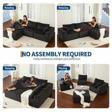 108inch Modular Sectional Sofa, Corduroy Sponge Compression Sofa With Deep Seat, Comfy Memory Foam Sofa For Living Room Bedroom, No Assembly Required(Ship In 2 Boxes) - Dark Grey - View 6