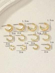 6Pcs Plated 18K Gold-Tone Assorted Hoop Earring Set For Women: Classic & Chic Design With Multiple Sizes (Small Mini, Medium, Large), Lightweight & Comfortable For All-Day Wear, Versatile Accessory Ideal For Daily Outfits, Office Attire, Date Nights, Cocktail Parties, Wedding Receptions, Holiday Gatherings, Brunch With Friends, Weekend Getaways & Gifting To Jewelry-Loving Individuals, Professional Women, Fashion Enthusiasts, Special Occasion Celebrants & Minimalist Style Lovers - 金色 - 查看 5