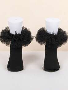 8 Pairs Mesh 4-Layer Lace Trim Breathable Comfortable Children Socks, Girls Dance Socks - Multicolor - View 2