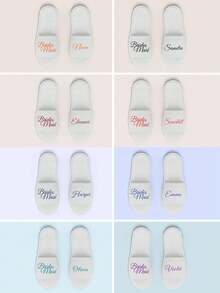 Personalized Slippers With Texts/Photo For Bridal/Birthday/Birth Party Gifts. Custom Slippers/Party Favors & Gifts. Custom Wedding Slippers, Fluffy Bridesmaid Slippers, Personalized Wedding Slippers, Christmas Party Slippers - Multicolor - View 8