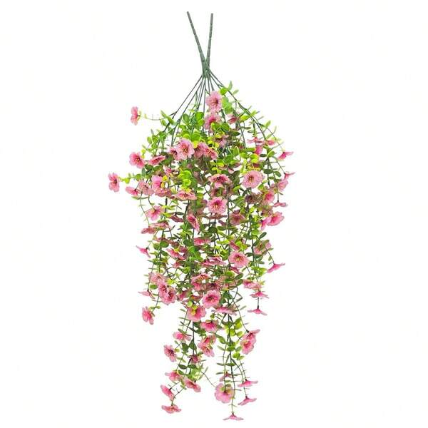 Fiori artificiali autunnali da esterno, piante finte resistenti ai raggi UV, arbusti floreali finti in plastica arancione, pianta floreale appesa per decorazione autunnale di casa, cucina, balcone, giardino, davanzale