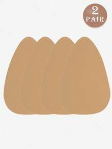 2 Pairs/4 Pcs Plus Size Disposable Invisible Lifting Adhesive Water Drop Shaped Nipple Covers, Fabric Surface Strapless Bra, Beige Brown Coffee Black, Suitable For B-E Cup Large Breasts - Multicolor - View 26