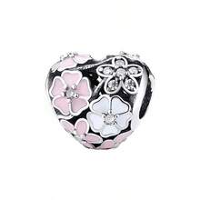 PANDORA 潘朵拉925銀愛心雛菊鏤空串珠固定扣串珠手鍊DIY串珠手鍊串珠手鍊固定扣生日禮物女友禮物聖誕節禮物母親節禮物 - 粉色 - 查看 3