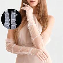 Women's Long Mesh Tulle Gloves, Transparent Party And Elbow Length Gloves, 70 Long Tulle Bridal Sleeves, Opera Ball Costumes Women And Wedding Bridal Dance - 最初的 - 查看 5