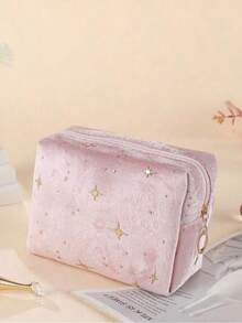 1个优雅星形天鹅绒八角化妆包，便携式手提化妆包，金色闪亮星形设计，包含化妆包套装、房间装饰、包袋、化妆包、梳妆台、化妆包、收纳包、储物包、化妆包、洗漱包、桌面收纳包、化妆包、化妆袋、化妆品收纳包、化妆袋、化妆包、梳妆台、化妆包、小化妆包、化妆包、圣诞礼物、小包、手拿包/小手提包、化妆品收纳包、小包、刷子收纳袋、迷你包、大容量包、女士礼物、圣诞礼物、女士礼物创意