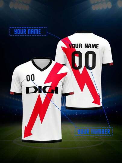 La Liga Valladolid V-Neck 2025 Custom Your Own Jersey, Single Piece Men's Sports Team Club Training V-Neck Football Shirt With Front & Back Printed Name, Number, Logo, Comfortable For Casual, Party, Gathering