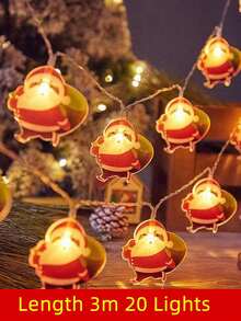 1 Set Christmas String Lights/Suction Cup Lights, Hanging Snowman Santa Claus Christmas Tree Decorative Lights, Window Display Decor, Holiday Celebration, Camping Atmosphere Lighting