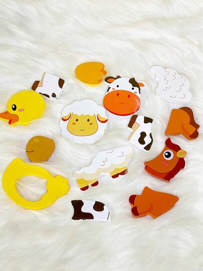 Montessori Wooden Farm Animal Puzzle Toy, Shape Sorter Develop Hand-Eye Coordination, Toddler Large Peg Puzzle Early Learning And Fine Motor Skills Learn Colors And Animals, Parent-Child Interactive Game, Baby Birthday Gift