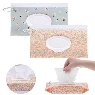Reusable Travel Wet Wipe Pouch Container Carrying Case Portable Refillable Wipe Holder Baby Wipe Dispenser Bag