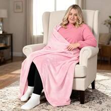 Autumn/Winter Wearable Warm Blanket, Slouchy Hooded Fleece Cloak, Flannel Sleep Throw Blanket, Soft Cozy Warm And Skin-Friendly, Hand Wash Gently Or Machine Wash With Laundry Bag - Multicolor - View 2