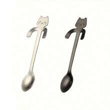 2/3件套可爱不锈钢猫形茶匙套装 - 耐用迷你冰淇淋和甜点勺 - 送给爱猫人士的理想礼物和趣味厨房用具 - 彩色 - 查看 19