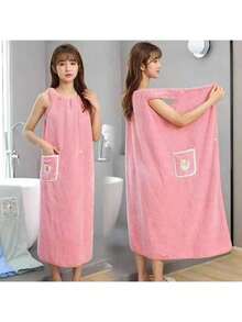 Toallas de baño largas para mujeres 100x125cm - ¡Felpa de coral gruesa con diseño de falda envolvente y textura cuadrada casera, secado ultrarrápido y absorción potente sin pelusa ni decoloración! - Azul Marino - Ver 5