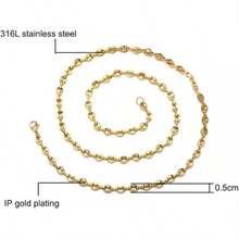 HIJONES Stainless Steel Coffee Beans Chain Necklace Bracelet Men Women Minimalist Chunky Hop Jewelry - 5毫米金 - 查看 4