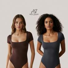 KIT WITH 2 SHORT SLEEVE BODYSUITS WITH ZIP AND DOUBLE LINING IN SUPLEX FABRIC - GRAY/BROWN - View 1