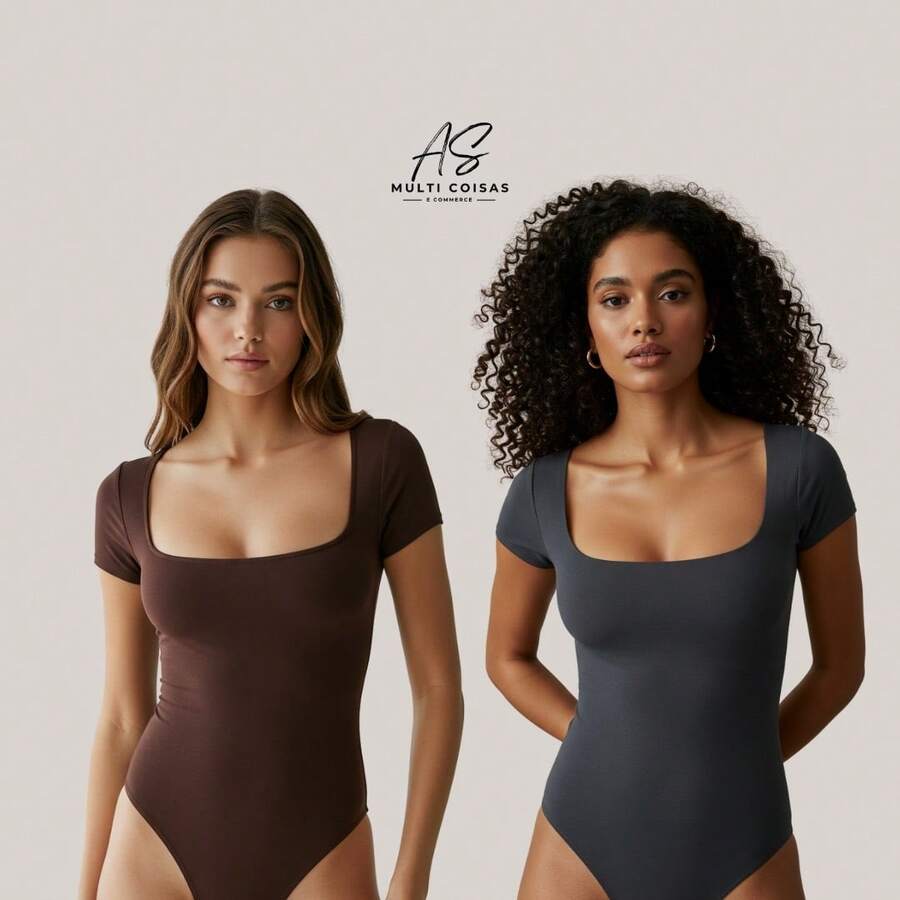 KIT WITH 2 SHORT SLEEVE BODYSUITS WITH ZIP AND DOUBLE LINING IN SUPLEX FABRIC - GRAY/BROWN - View 1