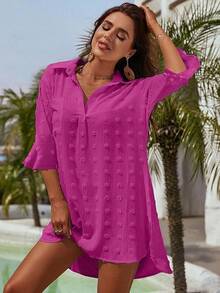 Women's Swimsuit Cover - Ups White Chiffon Bikini Swimwear Beach Dress Outfits Summer 6HQS - Fluorescent Red - 查看 8