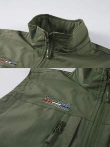 男士轻便背心，多口袋拉链尼龙无袖夹克，适合户外、钓鱼、摄影、休闲、运动，四季皆宜 - 軍綠色 - 查看 4