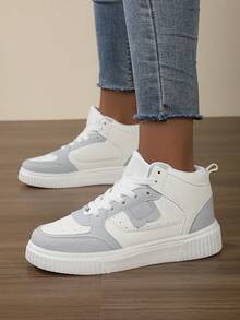 Women Shoes Casual Sneakers, Lace Up Soft Sole Flat Comfortable Skate Shoes For Women, Lightweight High-Top Daily Shoes