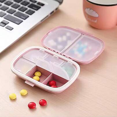 1 Pack Pill Case Organizer,Travel Pill Box With Label, Daily Medicine Organizer Case, Waterproof Pocket Container Case, Portable Pink Supplement Case Medicine Container Compact For For Vitamin,Travel Essential