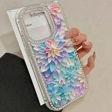 3-in-1 phone case in colorful artistic paper flowers, with double-sided diamonds.Suitable for series 16 promax, 16 15 pro 14 14 Plus/14 Pro Max 13 13 Pro 12 Pro 11 pro Promax.Non-slip and stain-resistant soft case, suitable for men and women with diamond - Pink - Übersicht 5