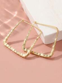 1 对经典简约几何方形耳环，优雅女士耳环，精致耳环适合日常约会、节日礼物 - 金色 - 查看 2