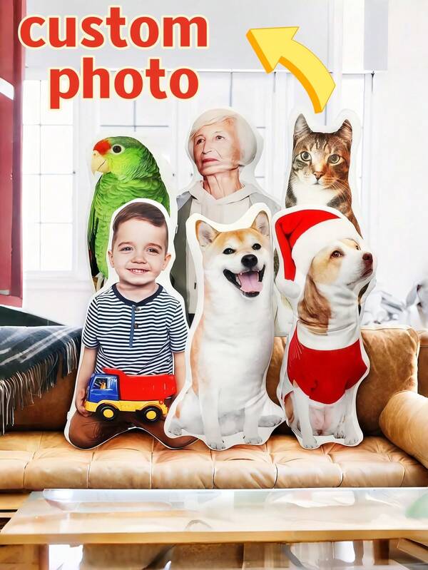 وسادة مخصصة - شخصن صورتك - وسادة غير متماثلة، دمية لعبة جذابة؛ غرفة المعيشة، غرفة السكن، كرسي الألعاب؛ هدية عيد الميلاد، عيد الحب، عيد الهالوين، هدية تهنئة بالمنزل الجديد