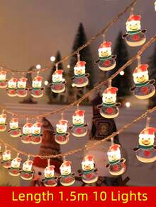 1 Set Christmas String Lights/Suction Cup Lights, Hanging Snowman Santa Claus Christmas Tree Decorative Lights, Window Display Decor, Holiday Celebration, Camping Atmosphere Lighting
