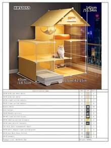 Indoor Cat Cage With Litter Box, 1 Bedroom 1 Bathroom, Drawer-Style All-In-One Cat Villa With Large Space - Multicolor - View 22