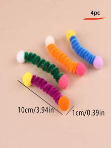 1pc/4pcs/12pcs Cat Teaser Toys, Fluffy Ball Wands, Pet Small Toy Set, Suitable For Cats Self-Playing Toys