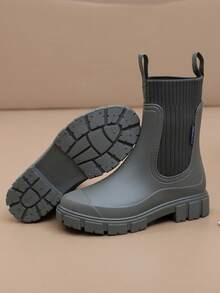 Women's Fashion Mid-Calf Rain Boots, Waterproof One-Piece Non-Slip Galoshes For Adults, Outdoor Wear