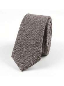 Vintage britischer Stil einfarbige Wollkrawatte, lässig-geschäftliche Schwarz- & Kaffeefarben-Krawatte, lässiges Anzug-Accessoire, Herbst/Winter