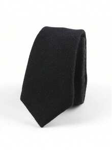 Vintage britischer Stil einfarbige Wollkrawatte, lässig-geschäftliche Schwarz- & Kaffeefarben-Krawatte, lässiges Anzug-Accessoire, Herbst/Winter