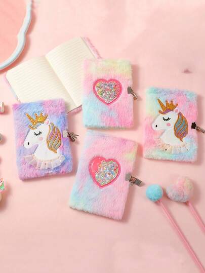 دفتر يومية بغلاف ناعم بشكل وحيد القرن كرتوني، دفتر يومية قابل للقفل بحجم A5 للطالبات، هدية للفتيات، دفتر يومية 2026، دفتر، قرطاسية، لوازم مدرسية