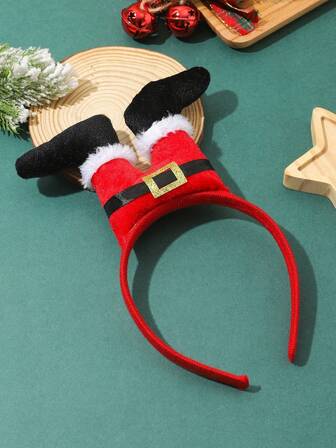 1件装圣诞老人倒腿头箍，优雅涤纶纤维圣诞头箍，发带发箍，女士发饰