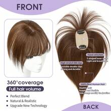 5x9cm Human Hair Topper Hair Piece Top Base Middle Part With Bangs 10 Colors Available For Women Hair Loss Or Bangs HairStyle - S4 - 查看 7
