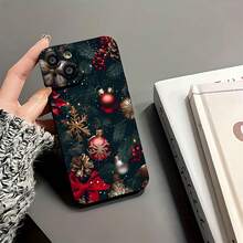 Funda para teléfono con diseño "Navidad, Adorno". Compatible con fundas ,  17,  16 Pro Max,  15 Pro Max,  13 y  12. Fabricada en TPU, ofrece protección contra golpes y caídas. Un regalo encantador para familiares, amigos, en días festivos y ocasiones especiales. - Negro - Ver 5