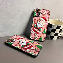 Estuche para teléfono Santa Cookie Wonderland diseño navideño tan divertido Compatible con fundas para teléfonos   17  16 Pro Max  15 Pro Max  13 y  12 Hecho de material de TPU, brinda protección contra golpes y caídas Es un gran regalo para familiares, amigos, novios, novias y Halloween - Negro - Ver 6
